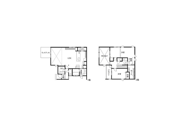 オープン階段のある家の間取り図②