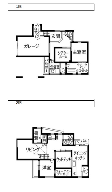 ２階に中庭のあるガレージハウス